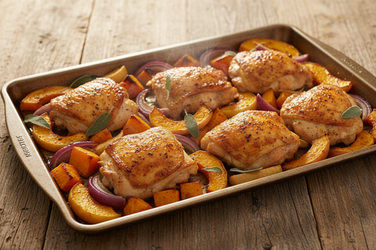 Sheet-Pan Garam Masala Squash, Apples, and Chicken