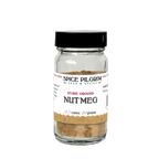 Jar of Spice Pilgrim stone ground nutmeg on a white background